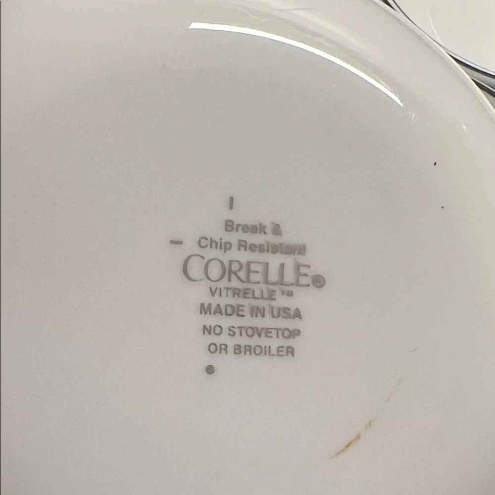 Corelle White Bowls with Green and Black Trim